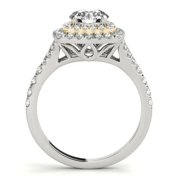 Tanya Round Center Stone Two Tone Double Halo Engagement Ring