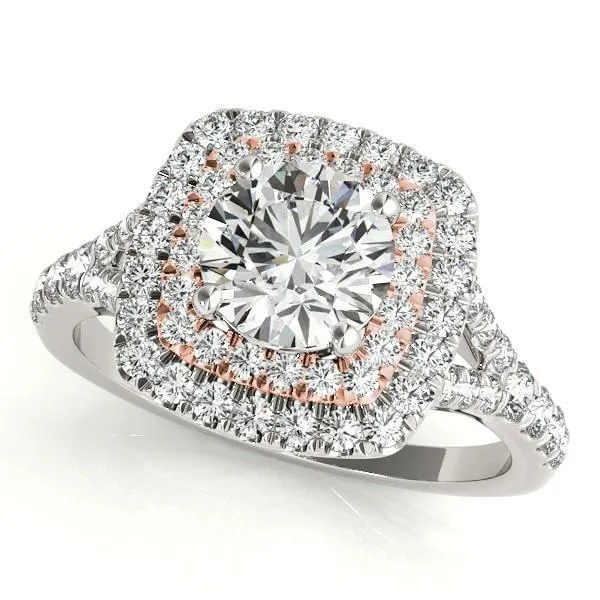 Tanya Round Center Stone Two Tone Double Halo Engagement Ring