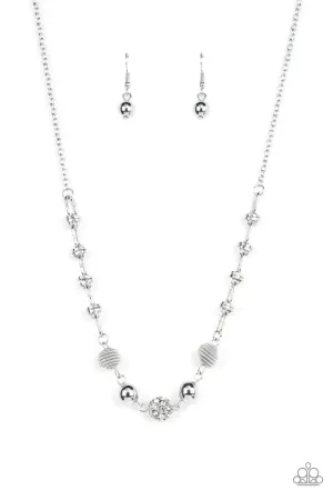Taunting Twinkle - White - Rhinestone Encrusted Bead Paparazzi Short Necklace