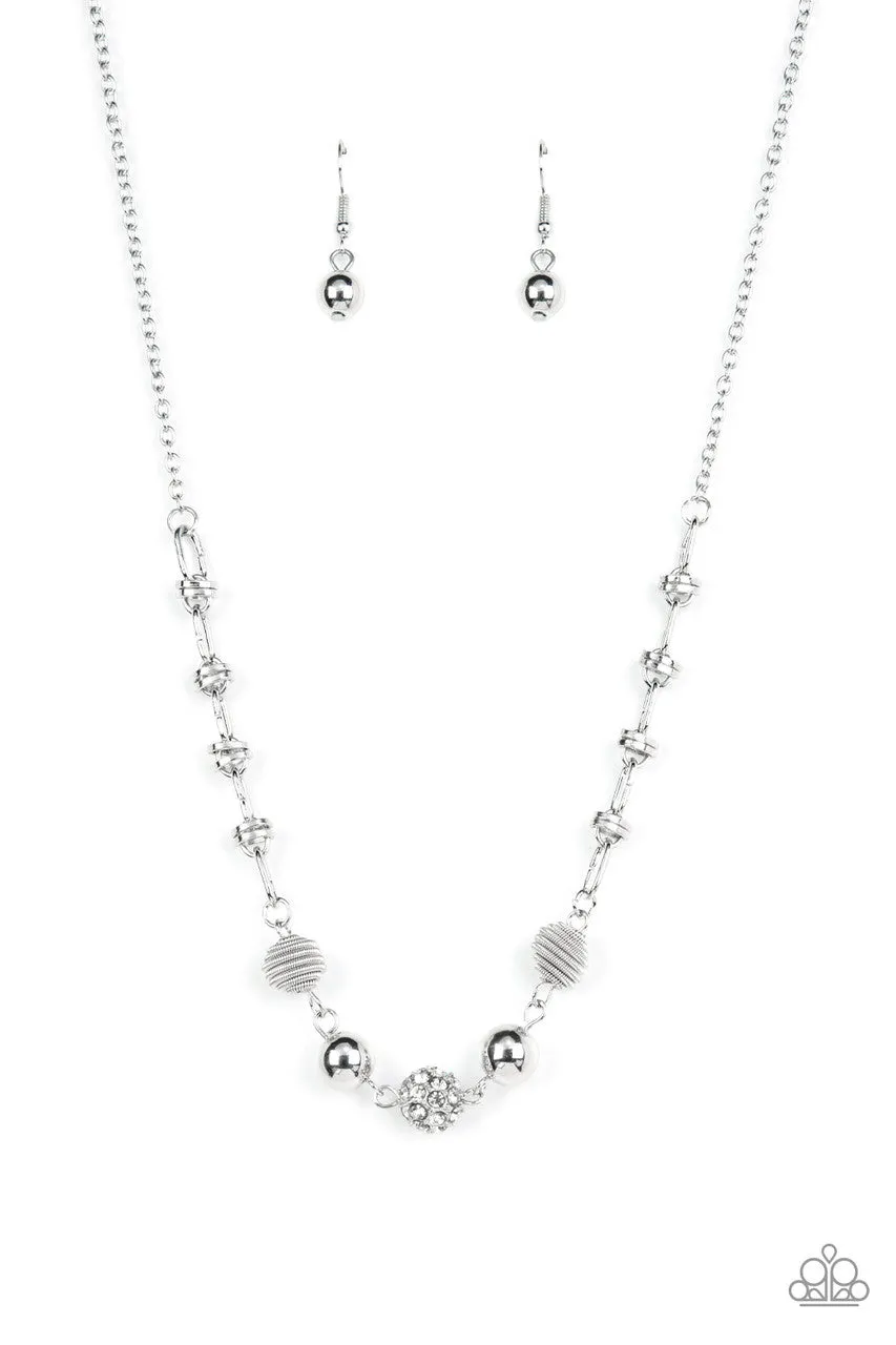 Taunting Twinkle - White - Rhinestone Encrusted Bead Paparazzi Short Necklace