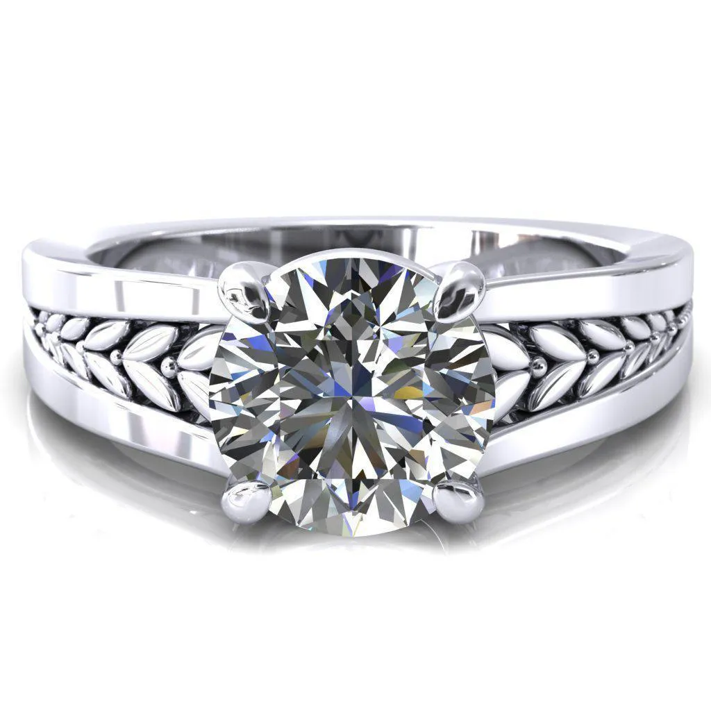 Tayah Round Center Stone 4 Prong Engagement Ring