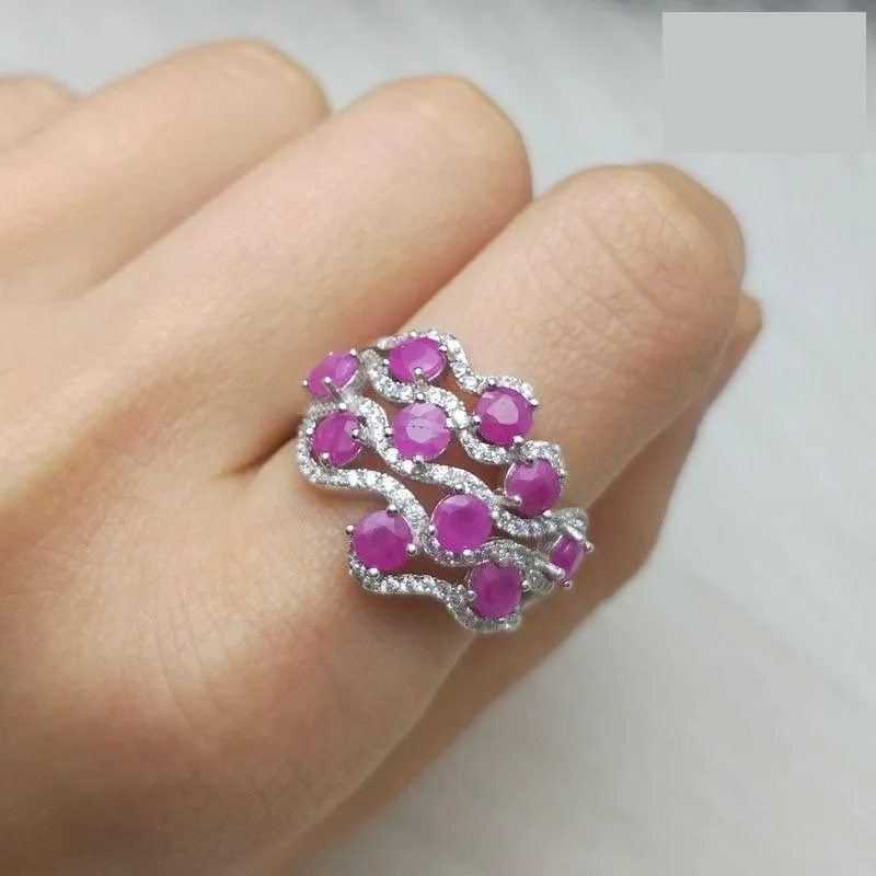 TBJ, Romantic design natural diffusion Ruby gemstone ring ,good making ring in 925 sterling silver for women as a gift