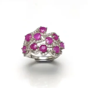 TBJ, Romantic design natural diffusion Ruby gemstone ring ,good making ring in 925 sterling silver for women as a gift