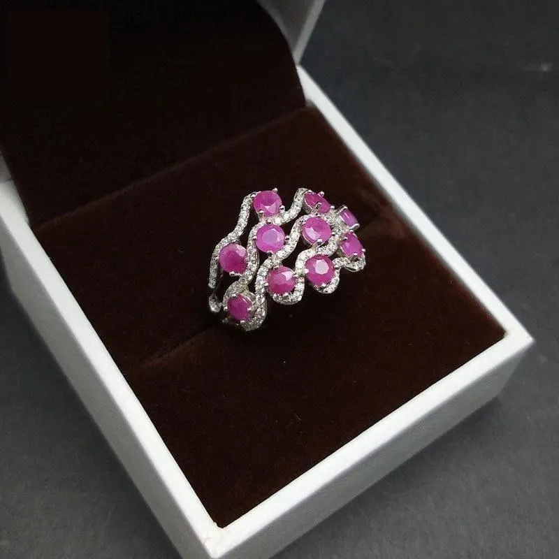 TBJ, Romantic design natural diffusion Ruby gemstone ring ,good making ring in 925 sterling silver for women as a gift