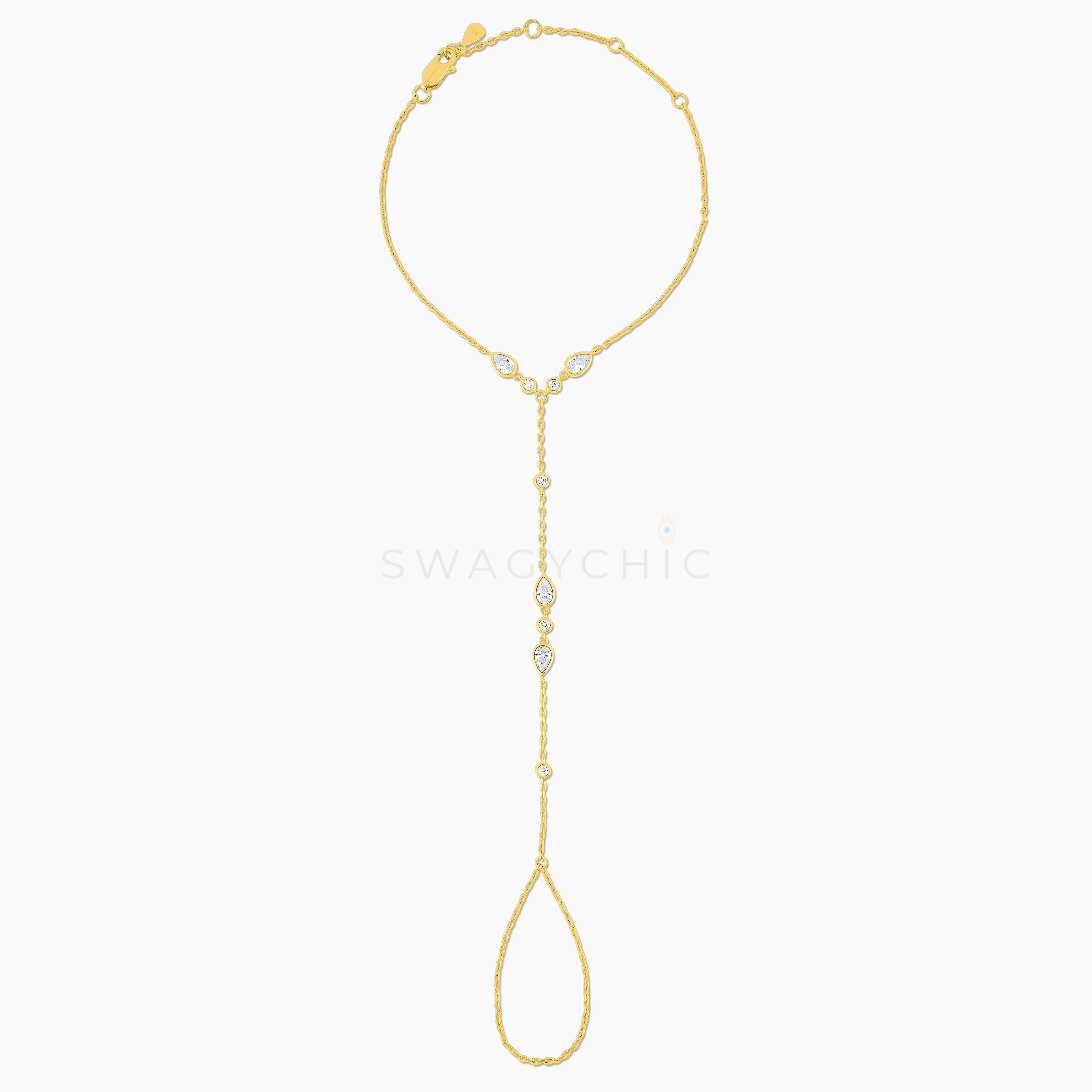 Teardrop Bezel Hand Chain Bracelet