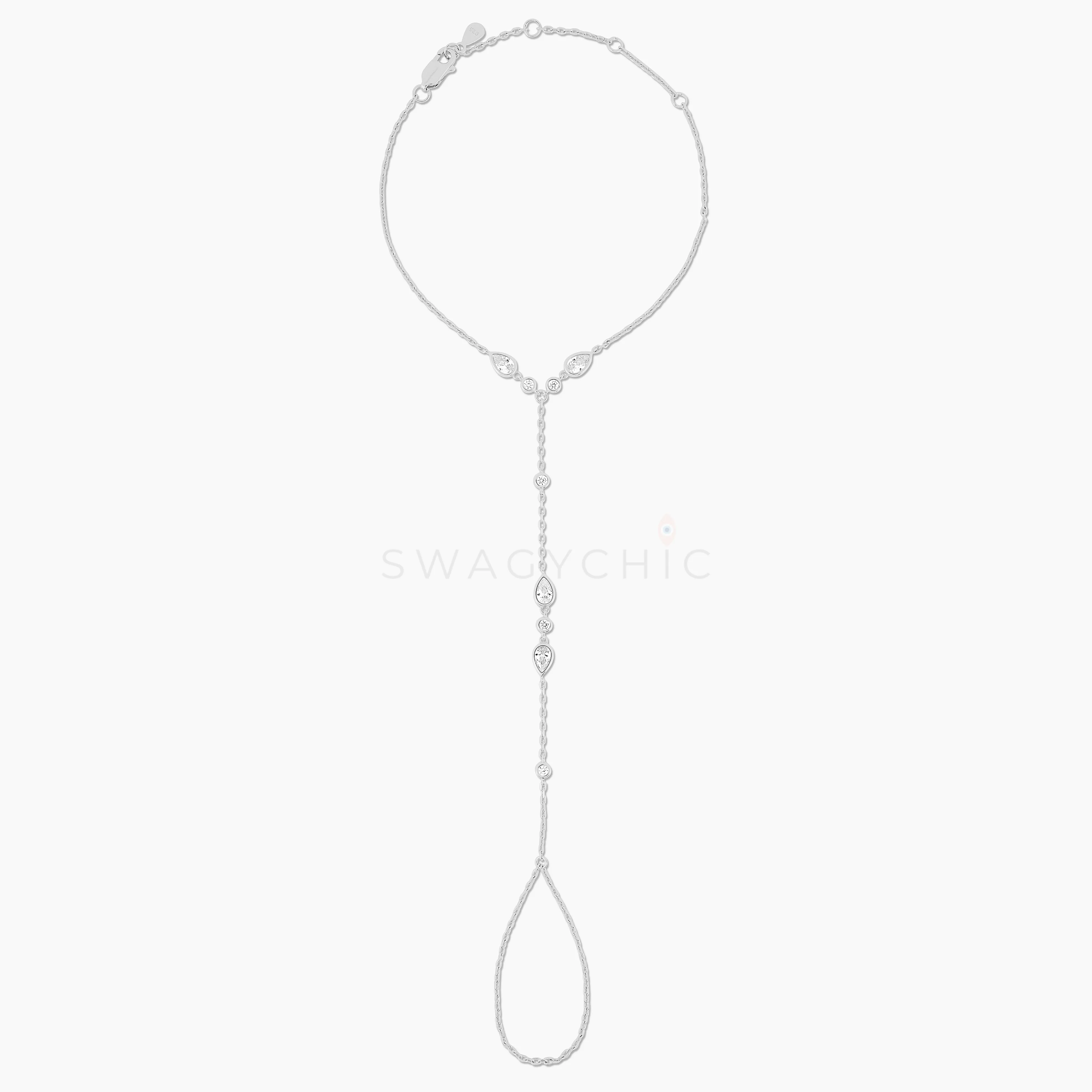 Teardrop Bezel Hand Chain Bracelet