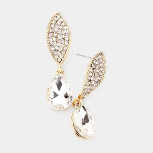 Teardrop Clear Crystal Dangle Evening Earrings
