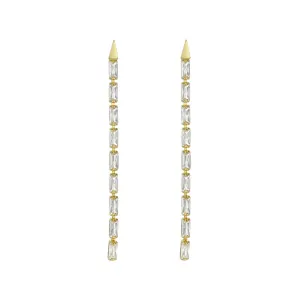 ted baker isalie: crystal baguette slinky drop earrings gold tone, clear crystal