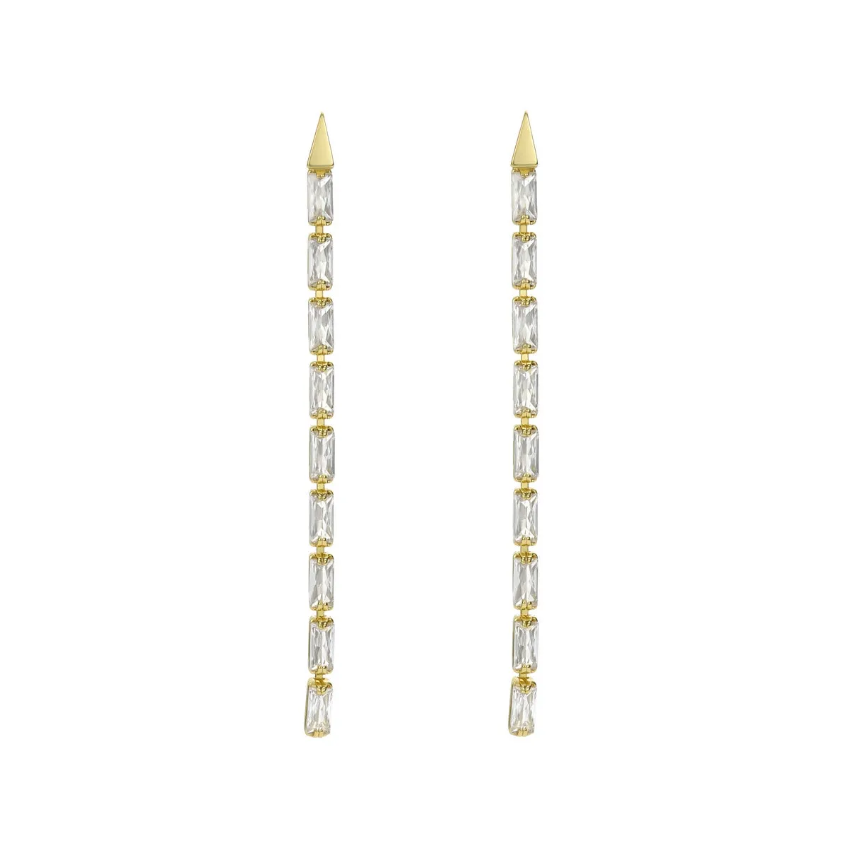 ted baker isalie: crystal baguette slinky drop earrings gold tone, clear crystal