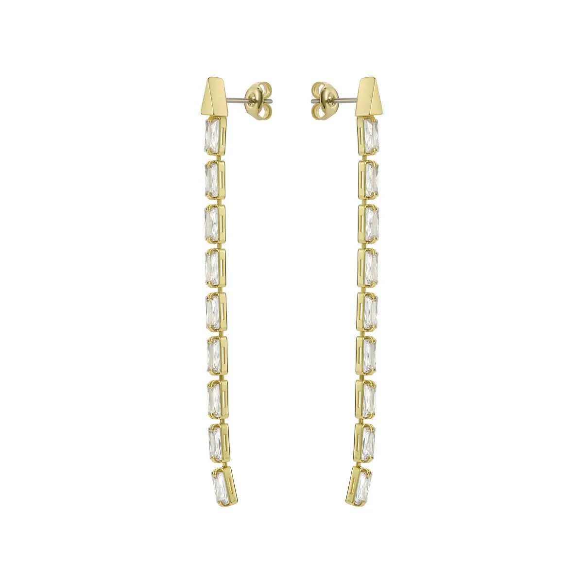 ted baker isalie: crystal baguette slinky drop earrings gold tone, clear crystal