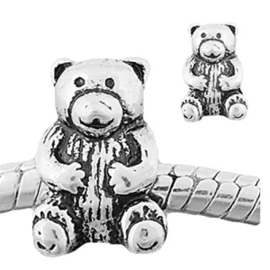 Teddy Bear Charm Charm European Bead Compatible for Most European Snake Chain Bracelet