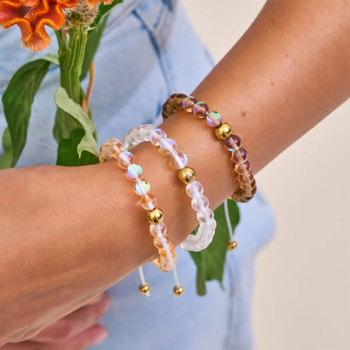 Terra | Gold | Galaxy Glass Macrame Bead Bracelet