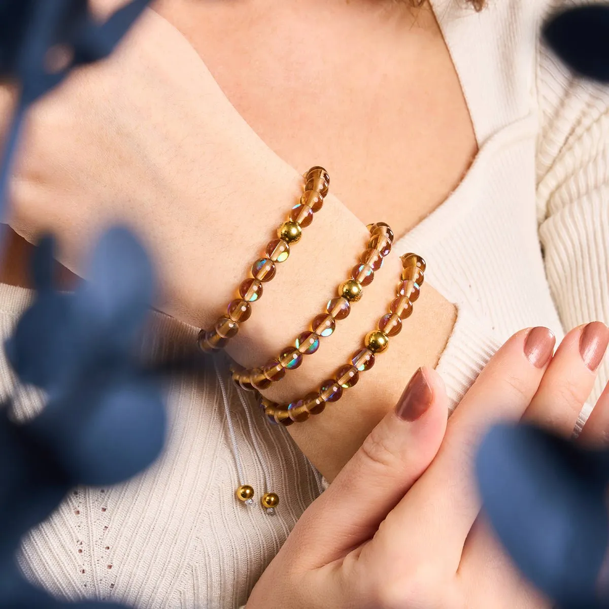 Terra | Gold | Galaxy Glass Macrame Bead Bracelet