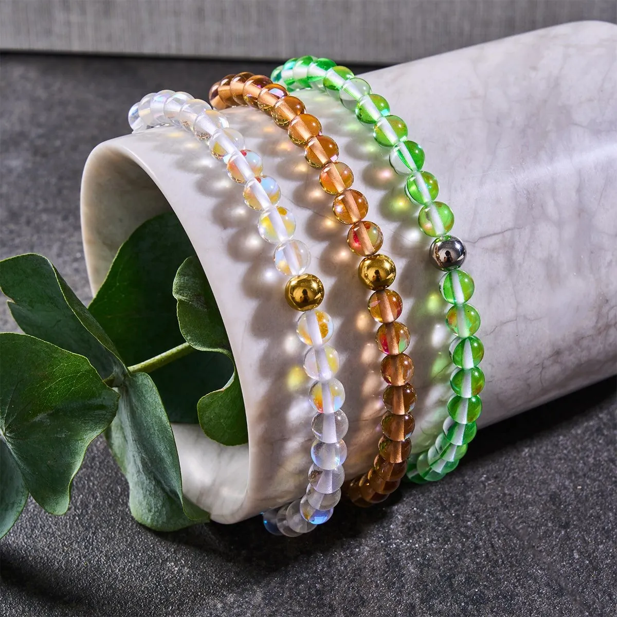 Terra | Gold | Galaxy Glass Macrame Bead Bracelet