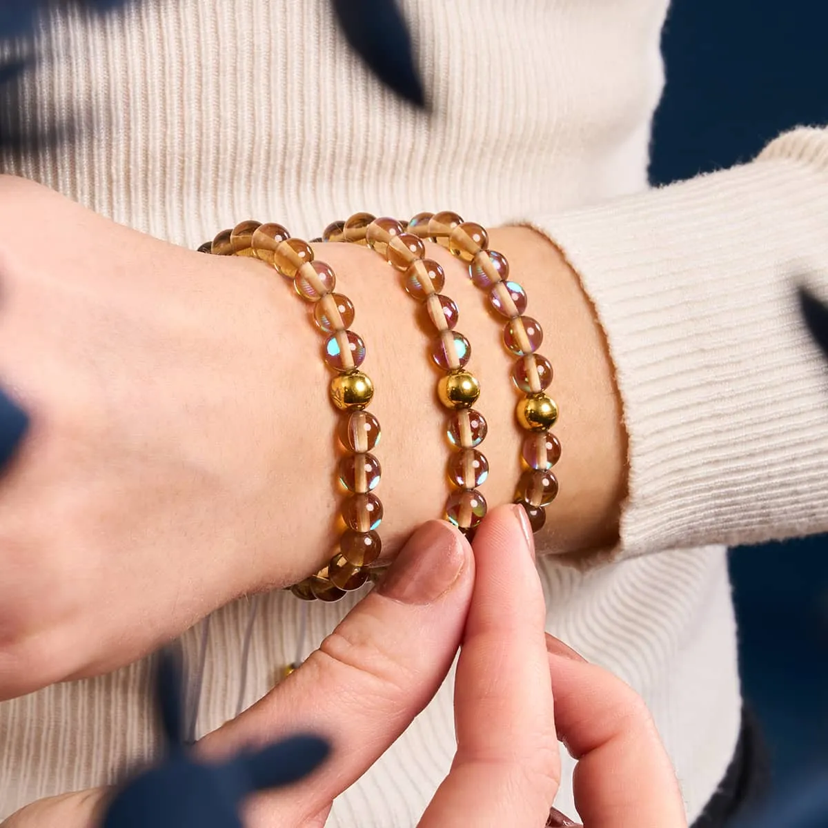 Terra | Gold | Galaxy Glass Macrame Bead Bracelet