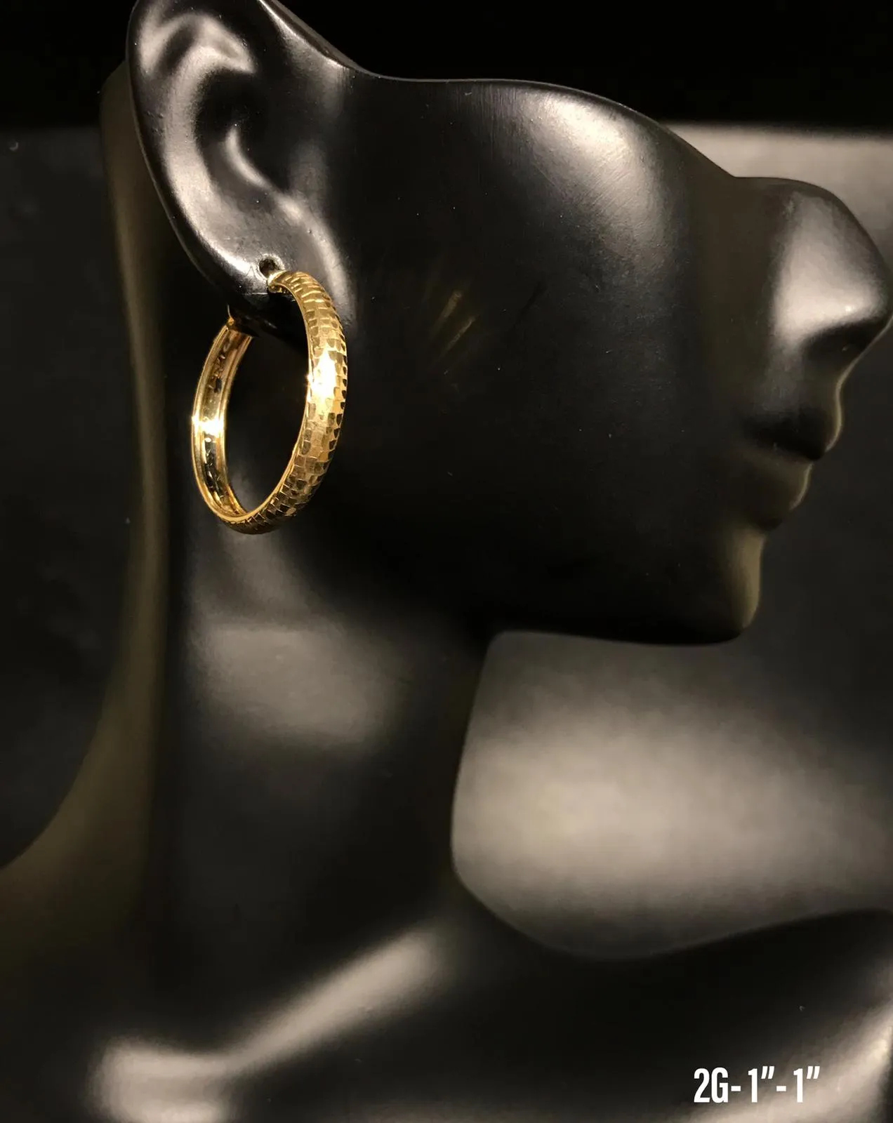 Textured hoop earrings 10K solid gold