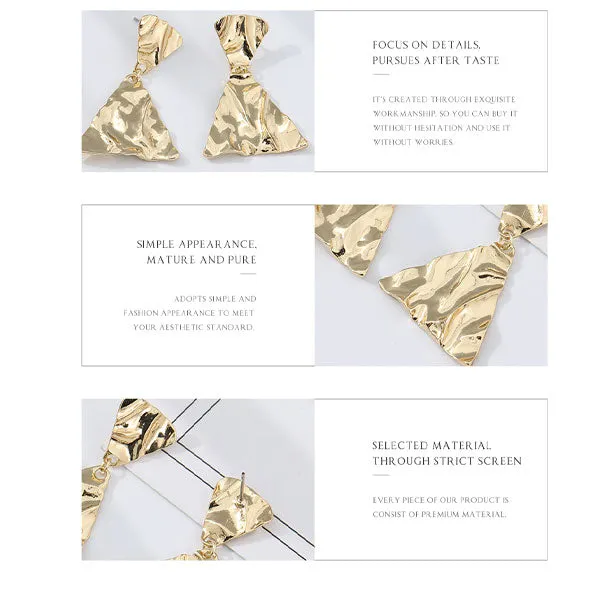 Textured Triangle Metal Dangle Earrings