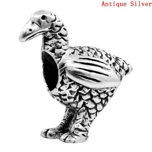 Thanksgiving Baby Turkey Bird Charm European Bead Compatible for Most European Snake Chain Bracelet