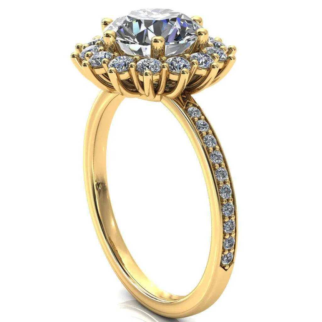 The Duchess Round Center Stone 6 Prong Diamond Cluster Halo Ring