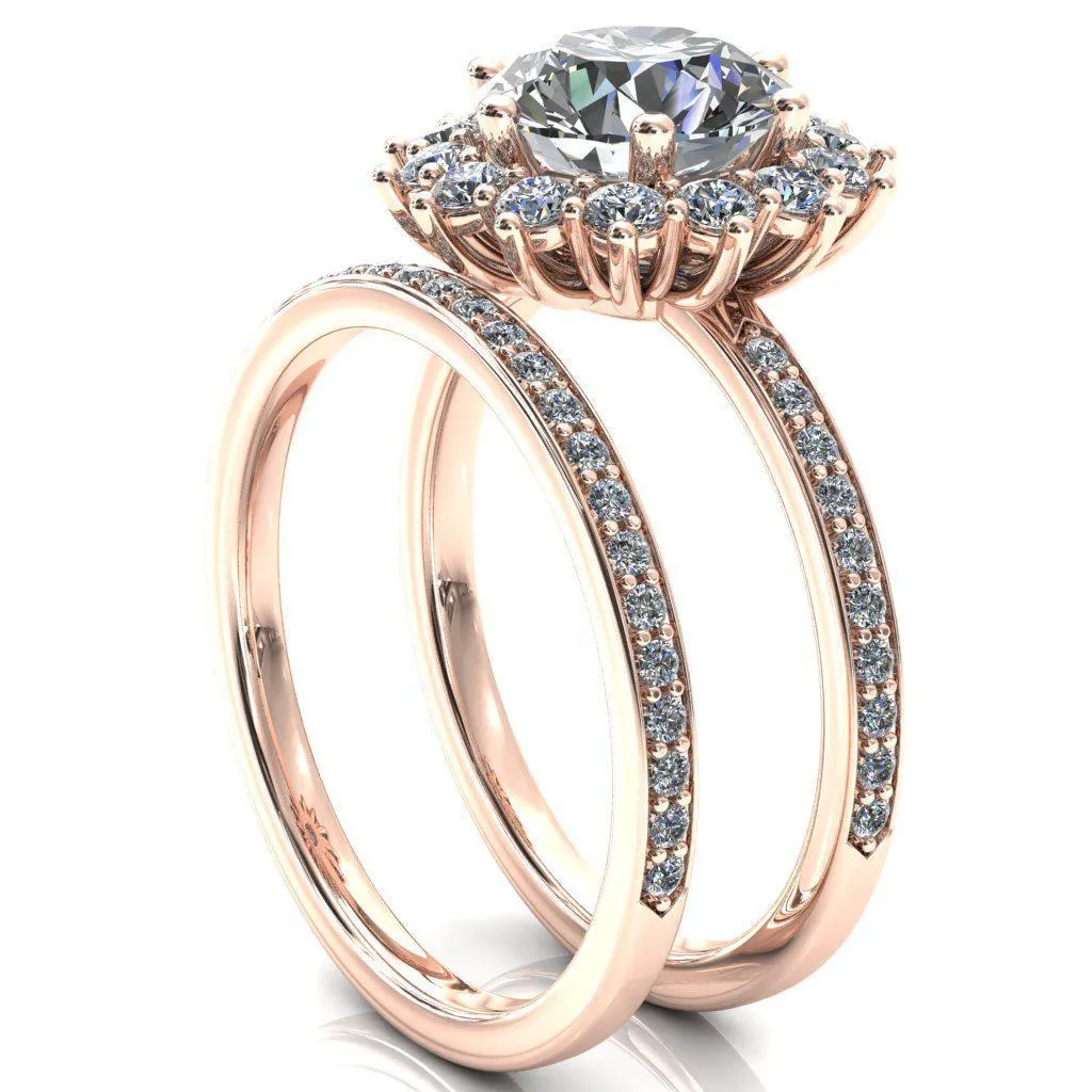 The Duchess Round Center Stone 6 Prong Diamond Cluster Halo Ring