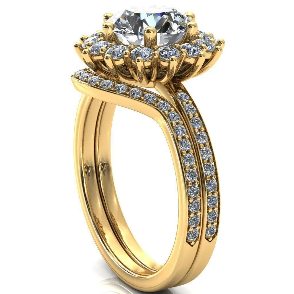 The Duchess Round Center Stone 6 Prong Diamond Cluster Halo Ring