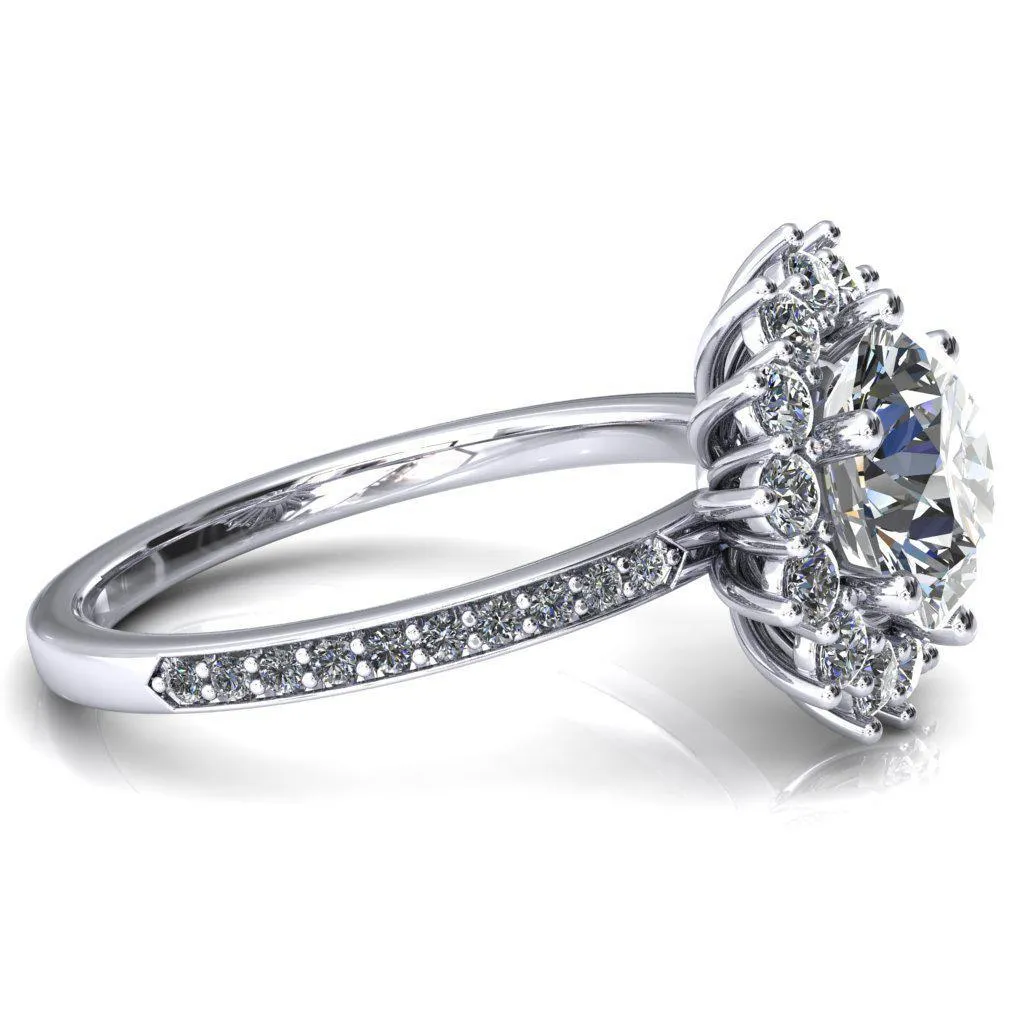 The Duchess Round Center Stone 6 Prong Diamond Cluster Halo Ring