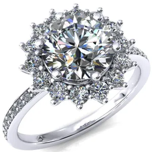 The Duchess Round Center Stone 6 Prong Diamond Cluster Halo Ring