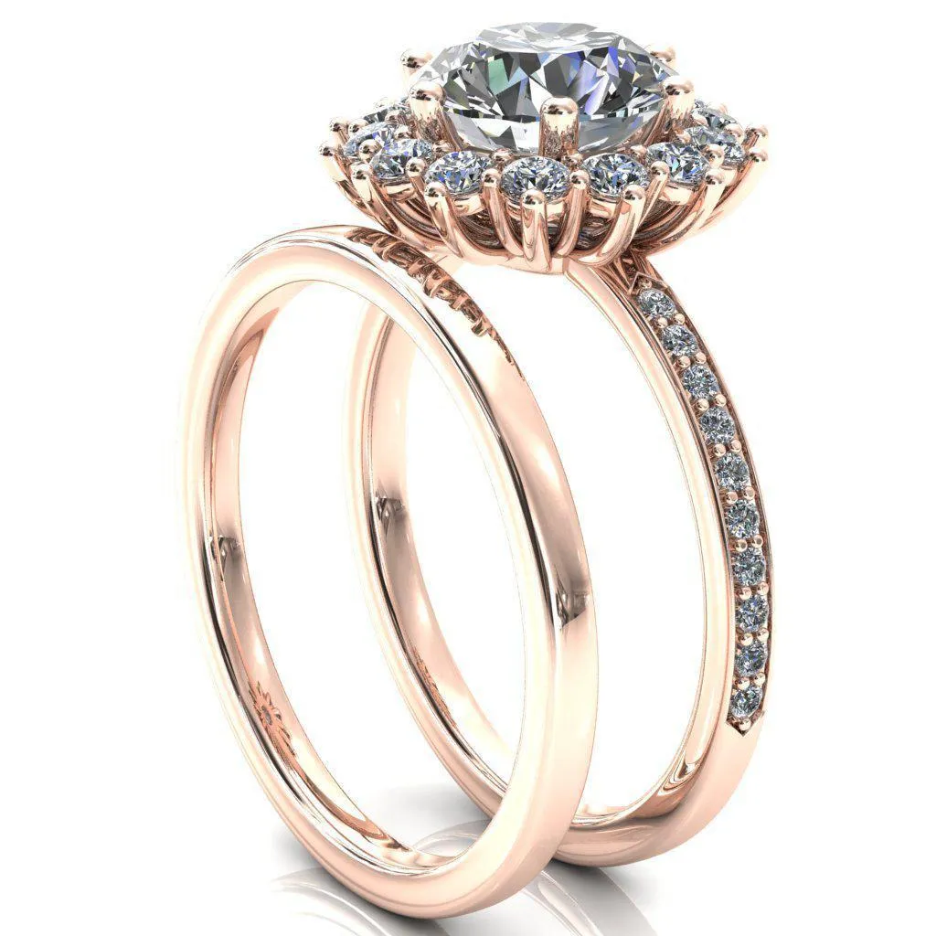 The Duchess Round Center Stone 6 Prong Diamond Cluster Halo Ring