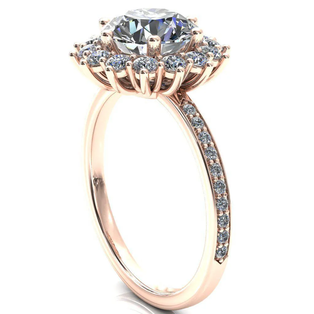 The Duchess Round Center Stone 6 Prong Diamond Cluster Halo Ring