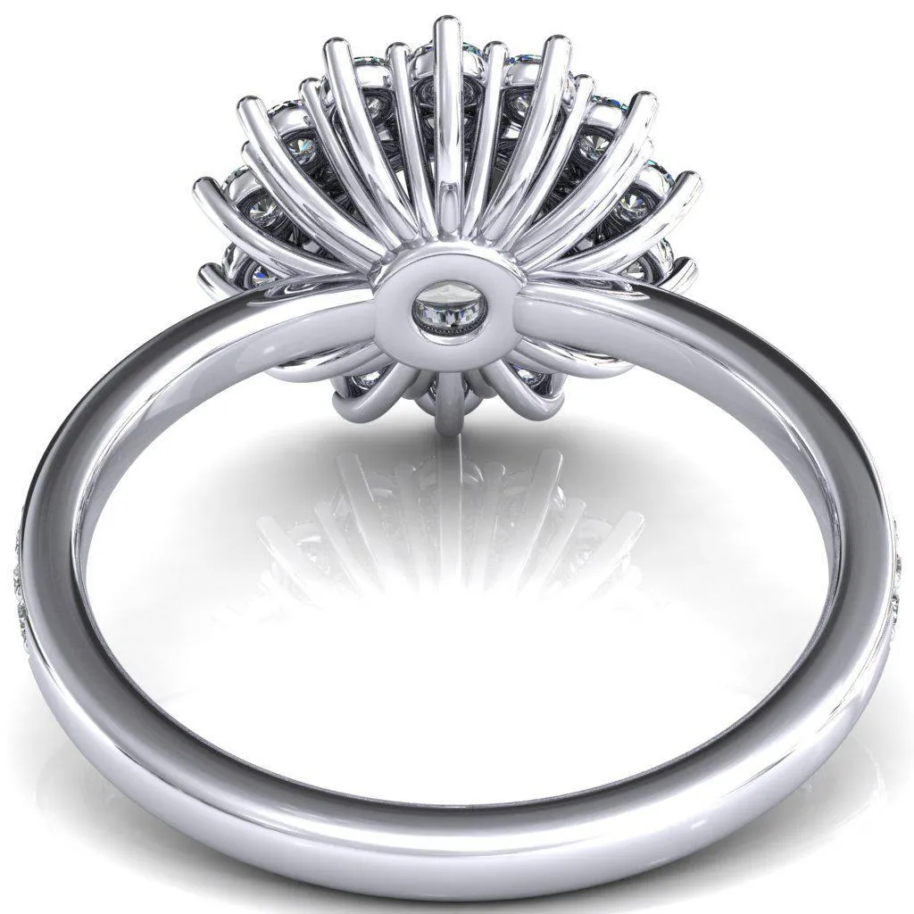 The Duchess Round Center Stone 6 Prong Diamond Cluster Halo Ring