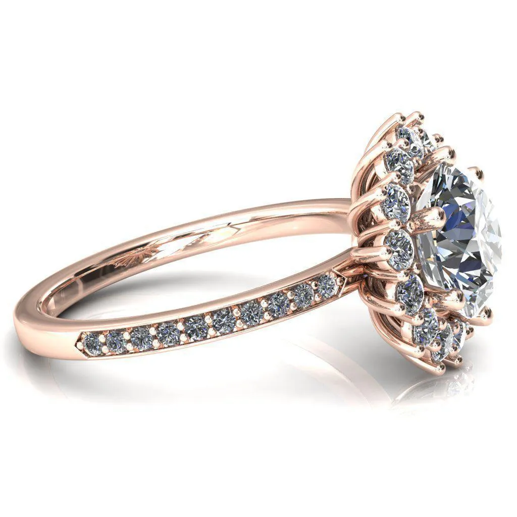 The Duchess Round Center Stone 6 Prong Diamond Cluster Halo Ring