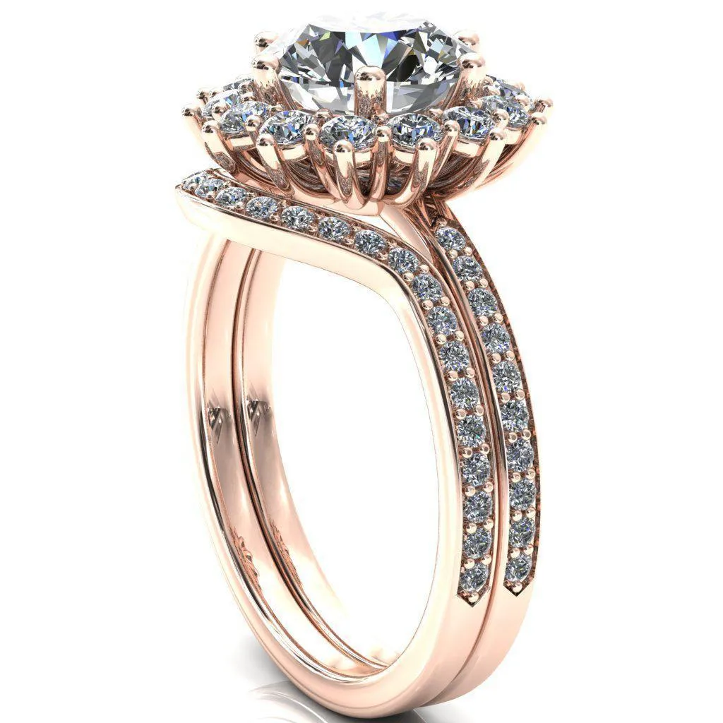 The Duchess Round Center Stone 6 Prong Diamond Cluster Halo Ring
