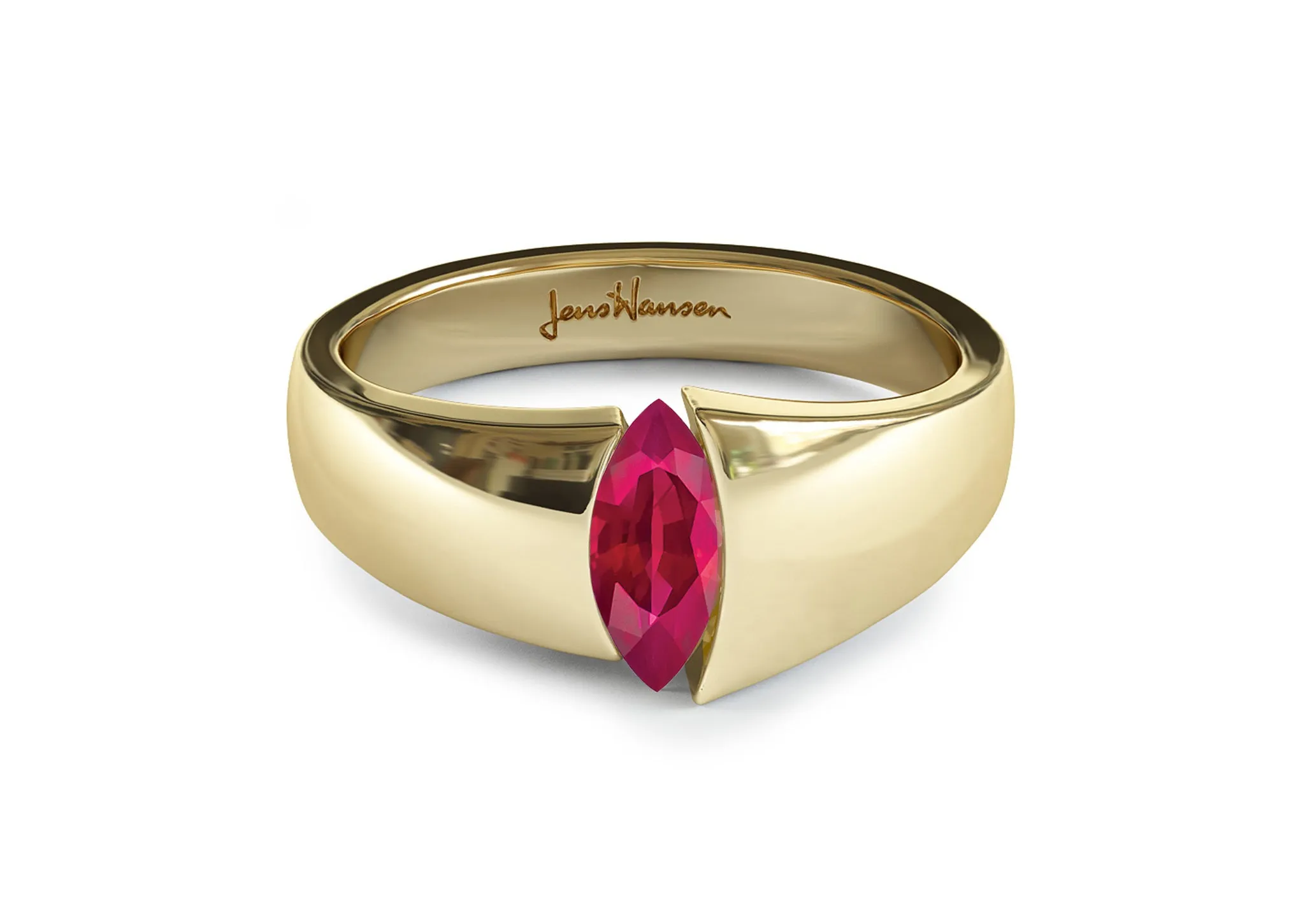 The Jens Hansen Marquise Precious Gemstone Ring, Yellow Gold