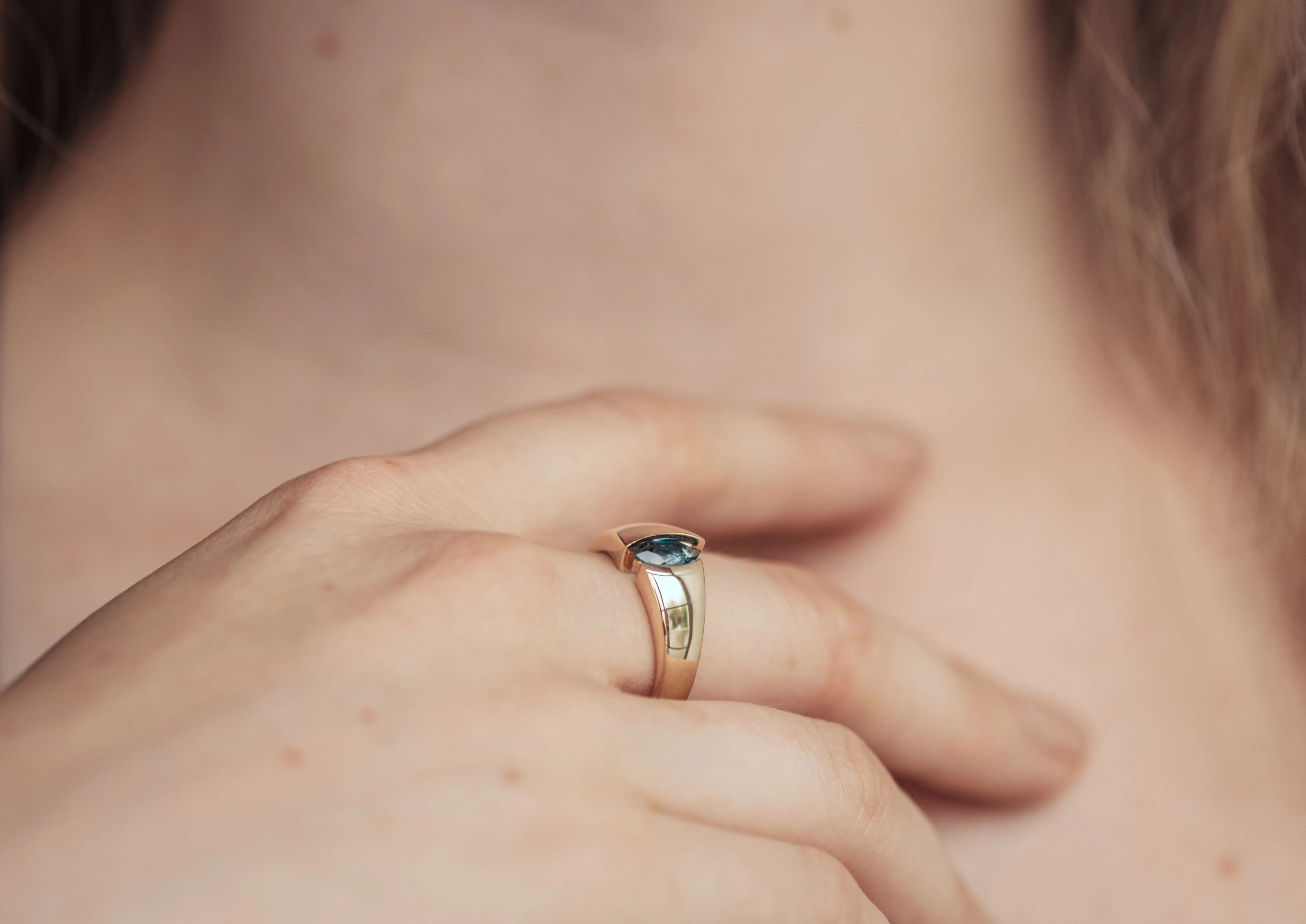 The Jens Hansen Marquise Precious Gemstone Ring, Yellow Gold