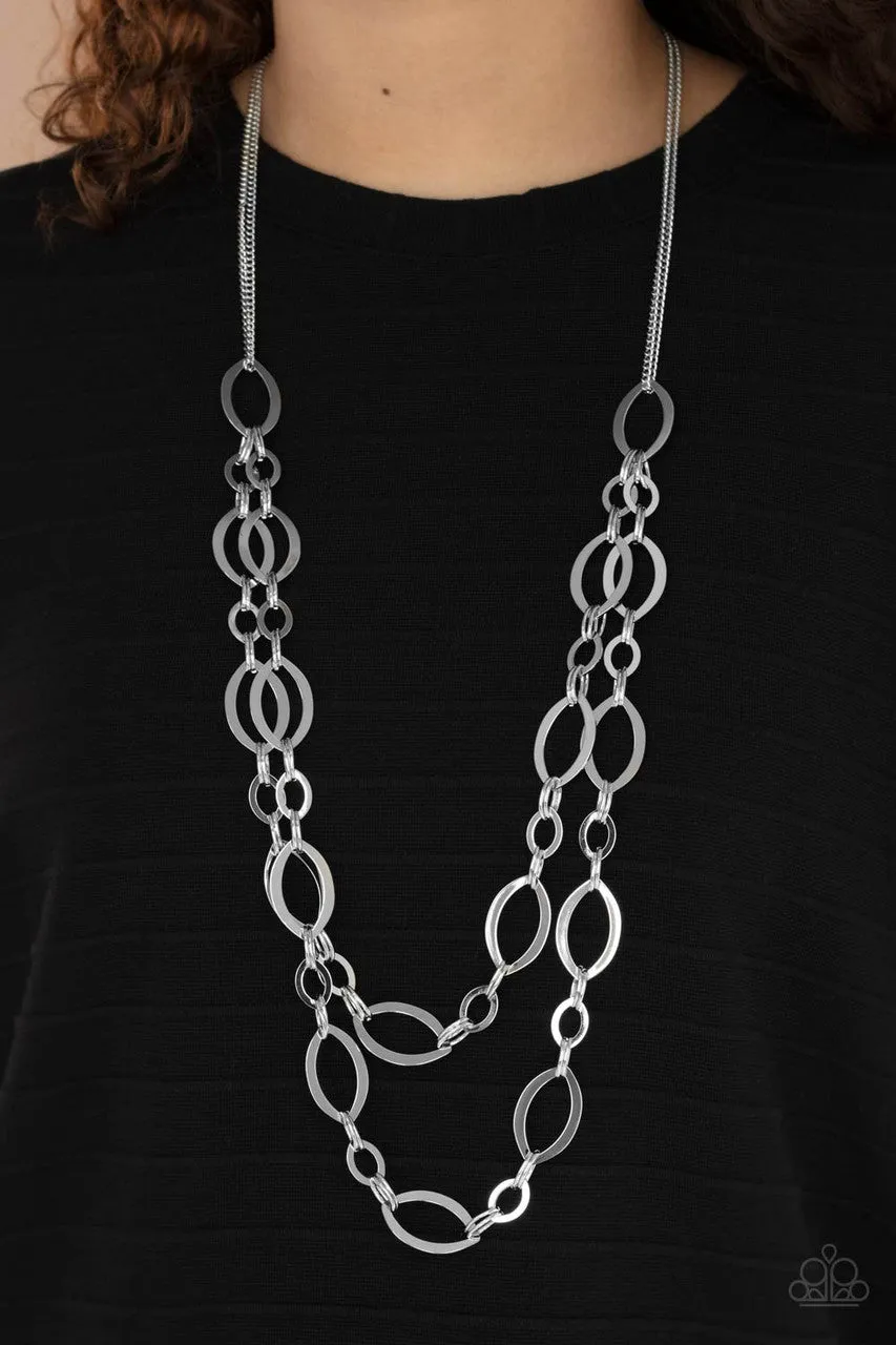 The OVAL-achiever Silver Paparazzi Necklace