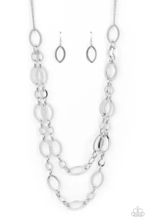 The OVAL-achiever Silver Paparazzi Necklace