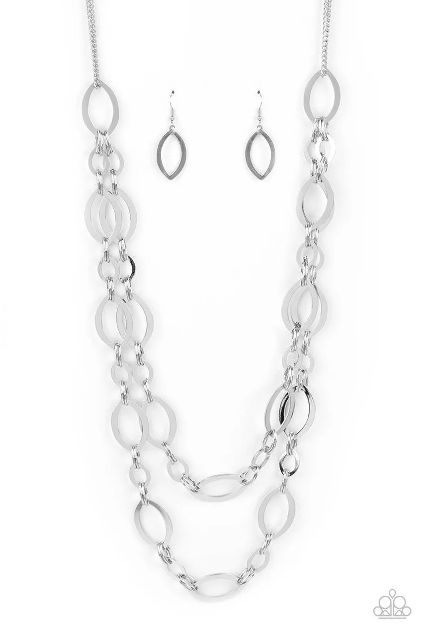 The OVAL-achiever Silver Paparazzi Necklace