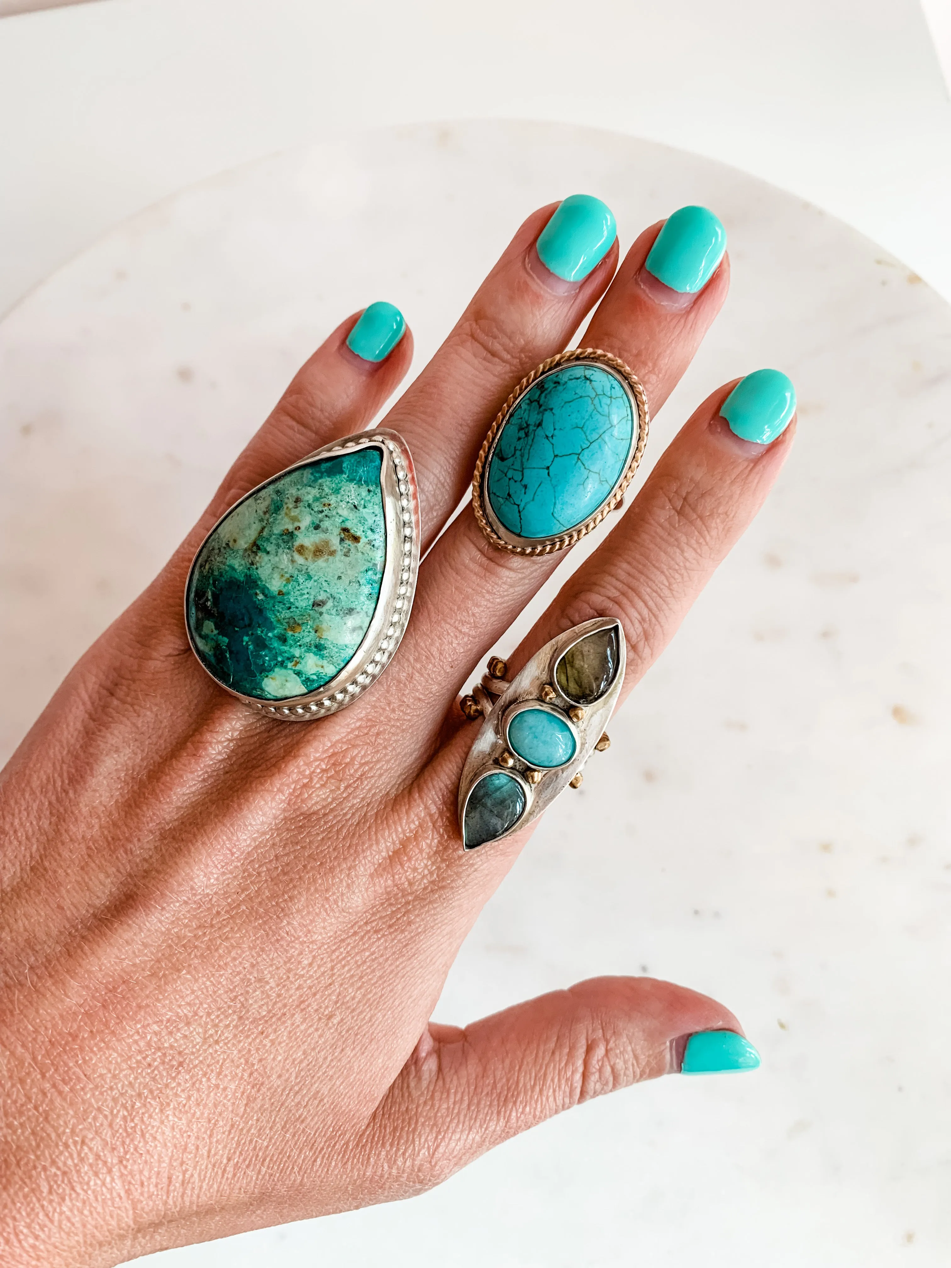Thick Thirty Extra Bold Turquoise Statement Ring - 7.5