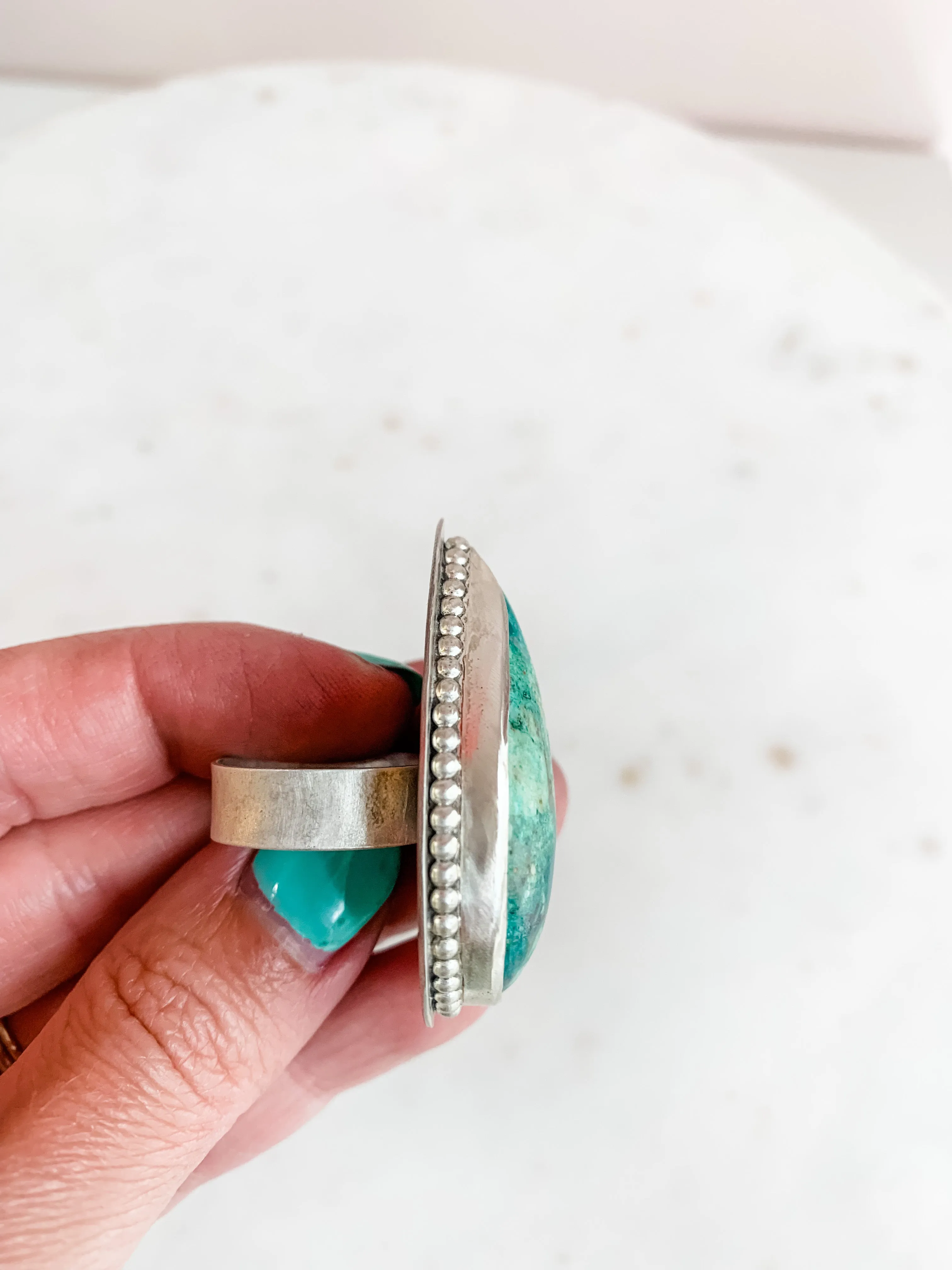 Thick Thirty Extra Bold Turquoise Statement Ring - 7.5