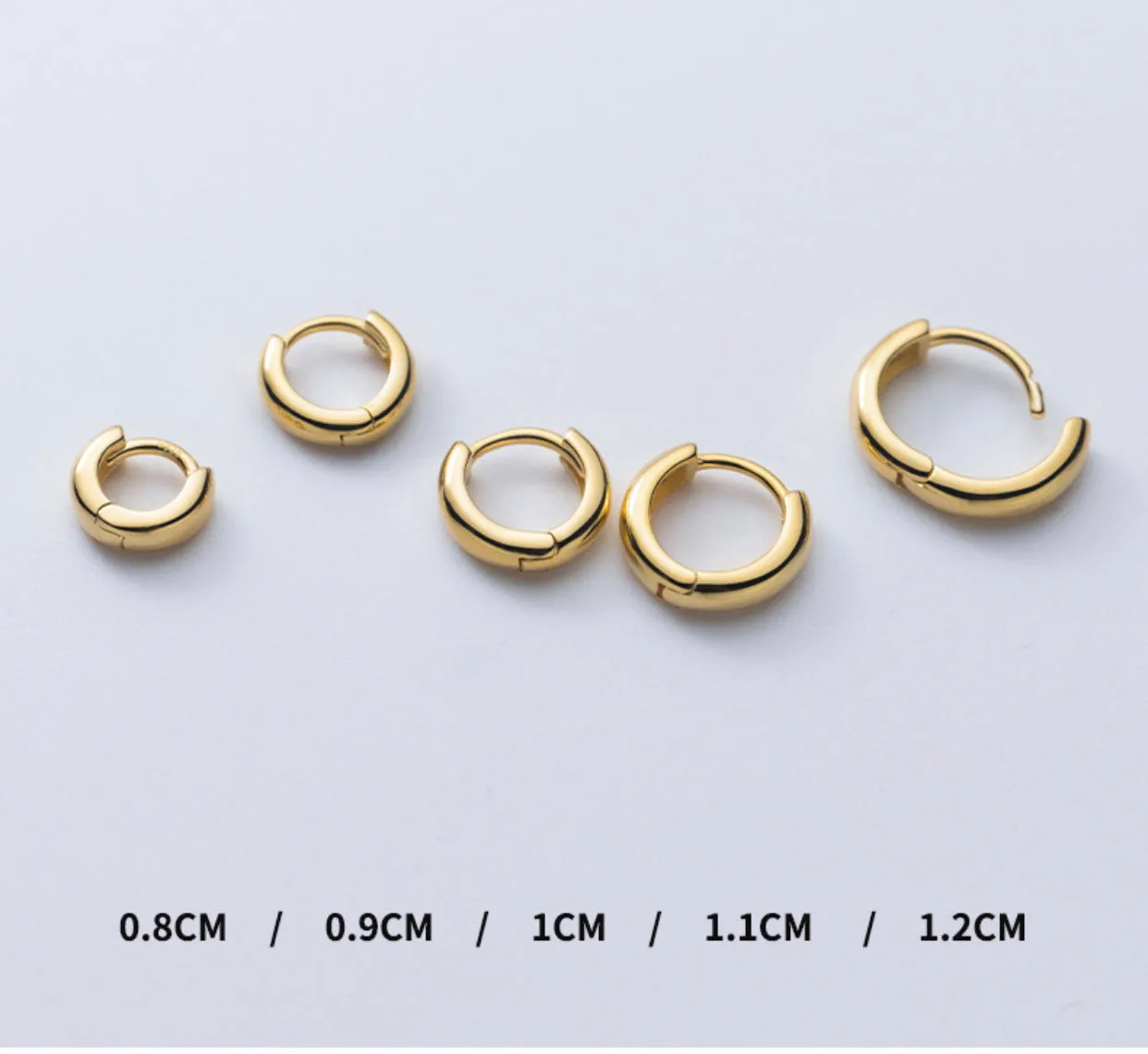 Thickness Classic Silver Huggie Earrings-SH060