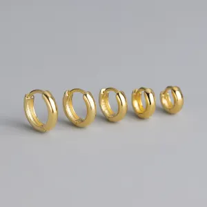 Thickness Classic Silver Huggie Earrings-SH060