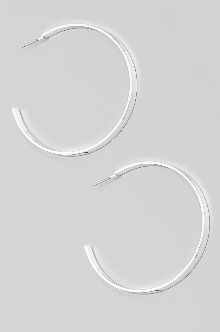 Thin Flat Metallic Hoop Earrings