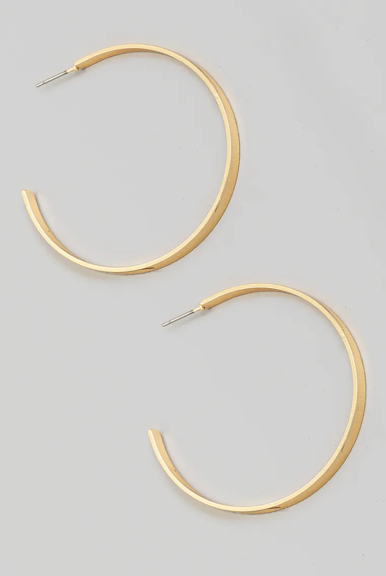 Thin Flat Metallic Hoop Earrings