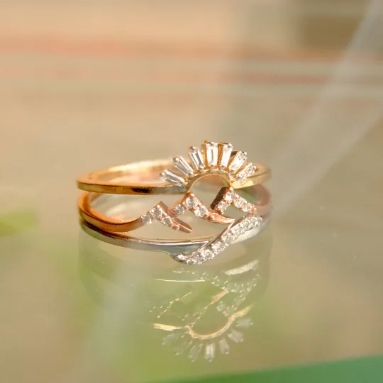 Three Ring Set, Your Place of Love, Sun Mountain River Nature Proposal Ring Stack