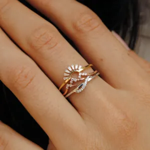 Three Ring Set, Your Place of Love, Sun Mountain River Nature Proposal Ring Stack