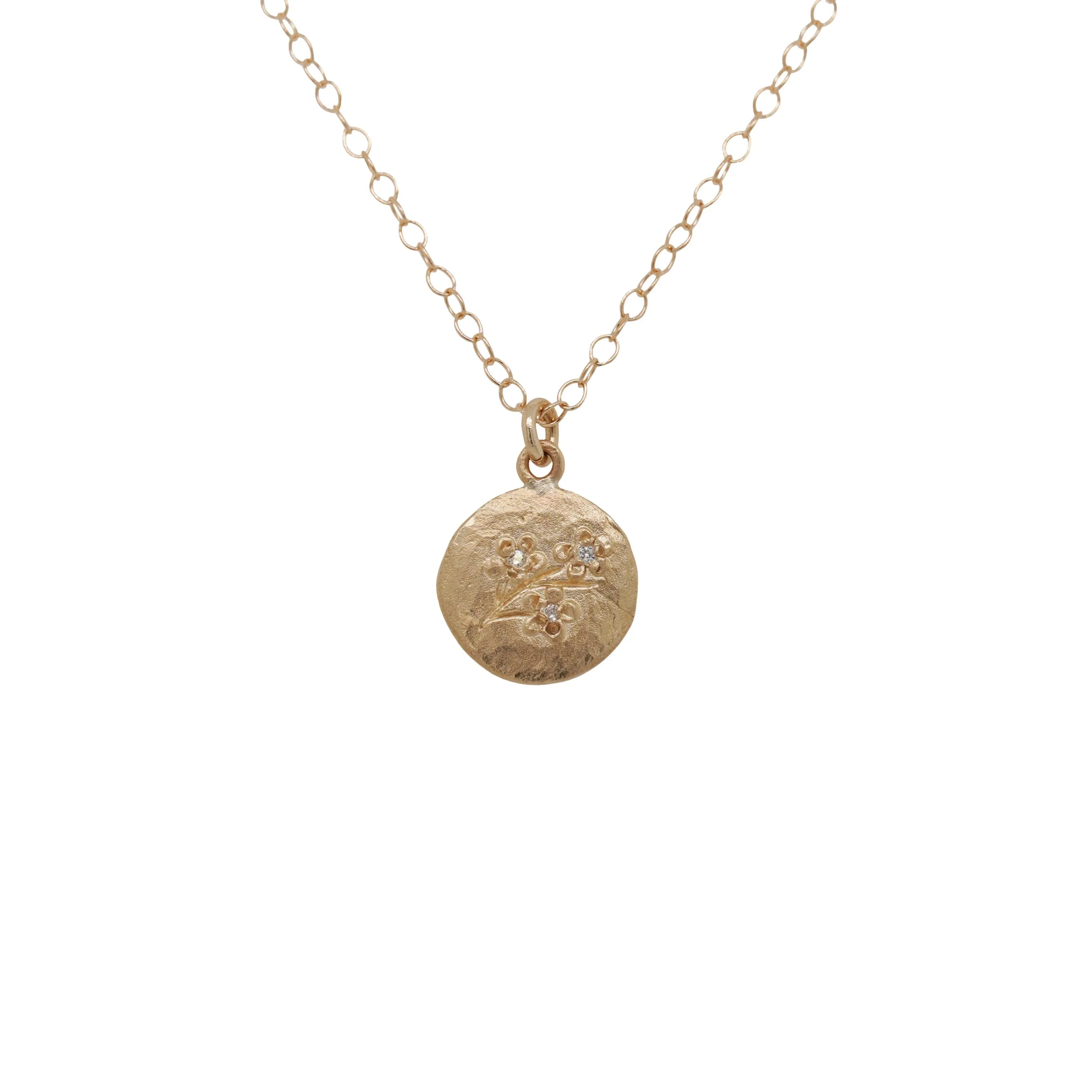 Tiny Cherry Blossom Disk Necklace
