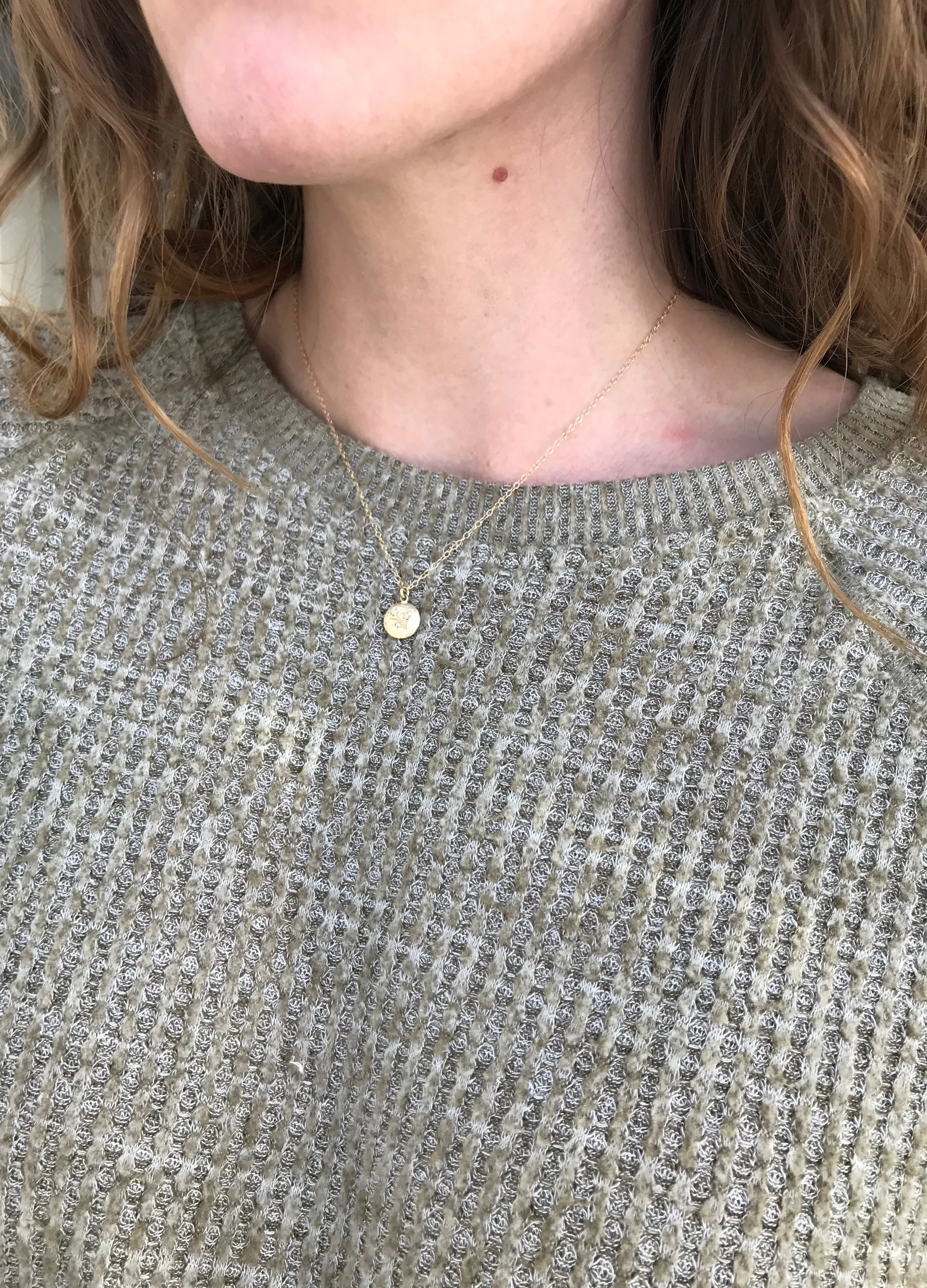 Tiny Cherry Blossom Disk Necklace