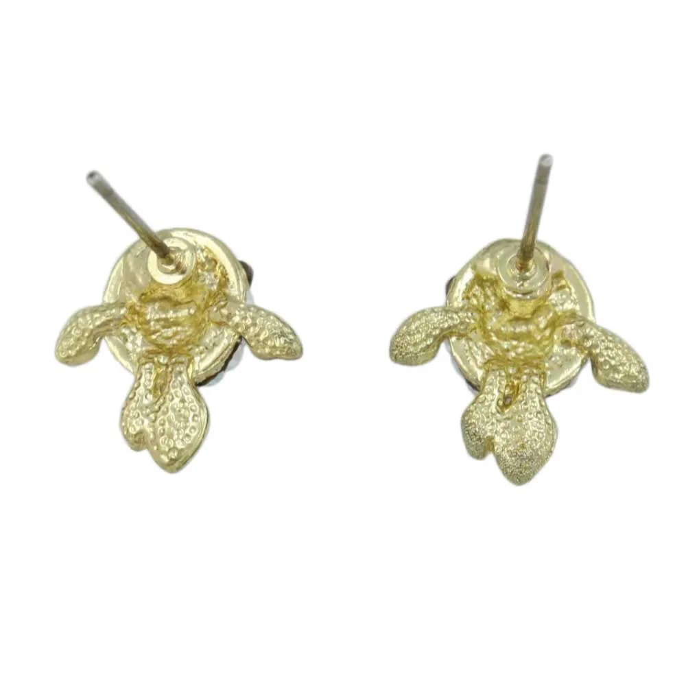 Tiny Cream Enamel  and Crystal Fish Pierced Earring - REE506