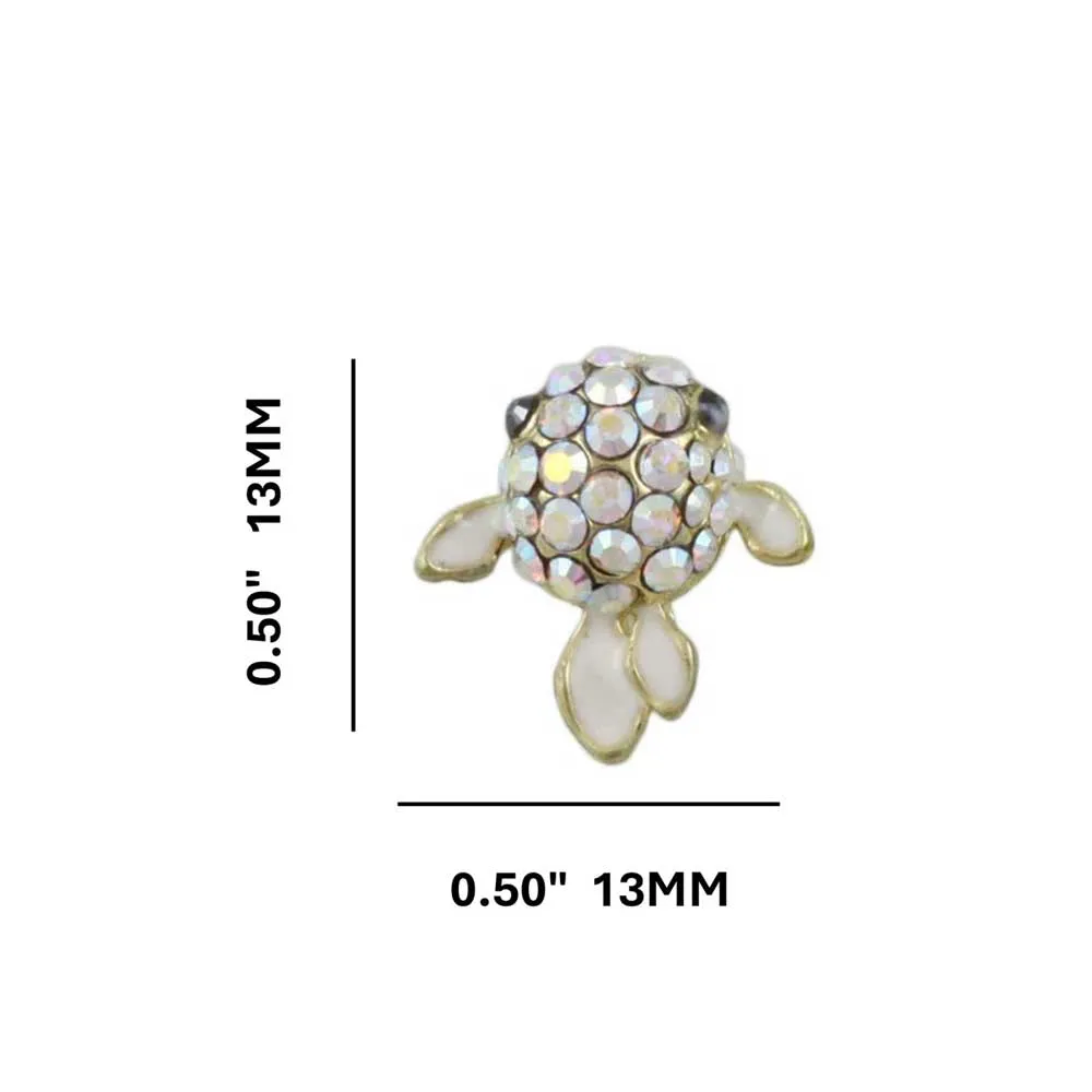 Tiny Cream Enamel  and Crystal Fish Pierced Earring - REE506