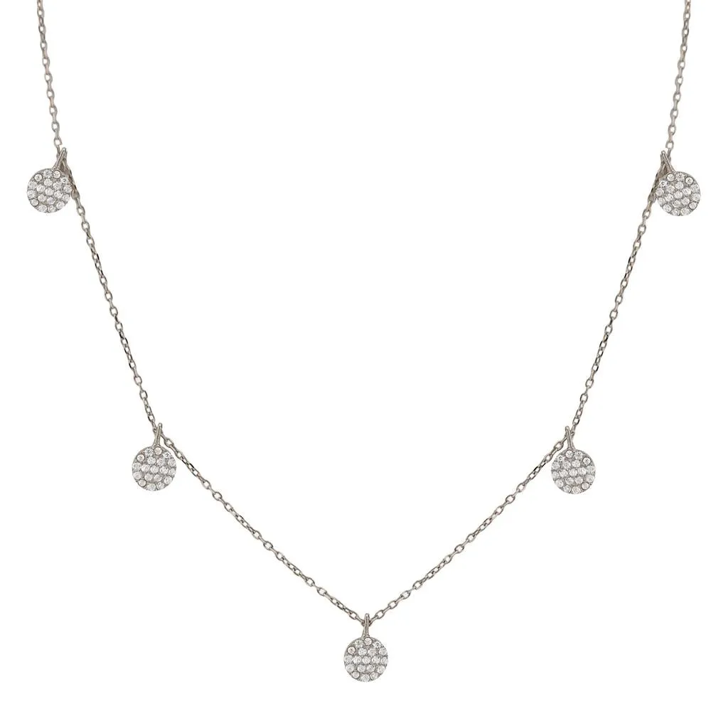 TINY DISC DANGLE NECKLACE, BR STERLING SILVER